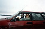 Я и Дашенька, вид из соседней машине на скорости 60 км/час